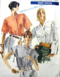 7258  Vogue EZ CLASSIC LOOSE LS-SS BLOUSE 88 PATTERN 8-12 uncut